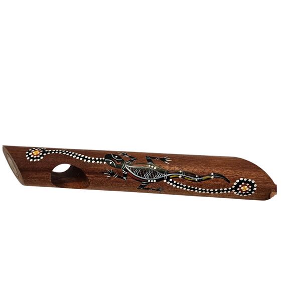 Wine Bottle Holder Self Balancing Australian Wooden Hand painted Aboriginal art - Picture 9 of 9